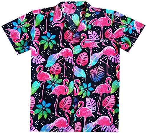 Virgin Crafts Funky Hawaiian Shirts for Men Short Sleeve Parrot Print Aloha