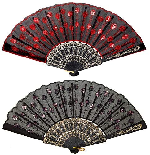 Ole Ole Flamenco Spanish Polka Dot Red Hand Fan 8 Inches 21 Cm Made of Wood  Two Sides Painted Abanicos Españoles Lunares Black Dots 