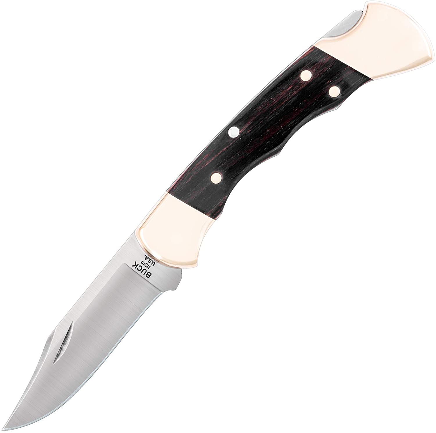 Wholesale Buck Knives 112 Ranger Folding Knife with Finger Grooves and Leather Sheath Supply