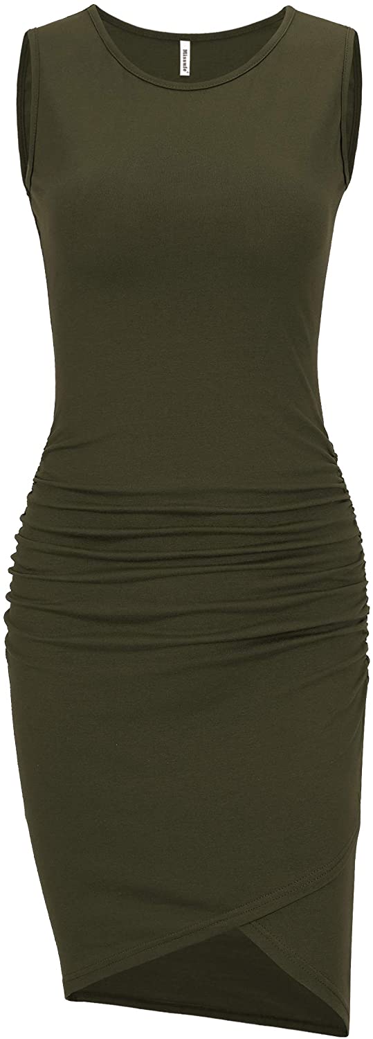 Wholesale Missufe Women's Casual Sleeveless Tank Ruched Bodycon Sundress  Irregular Sheath T Shirt Dress Army Green X-Large | Supply Leader —  Wholesale Supply