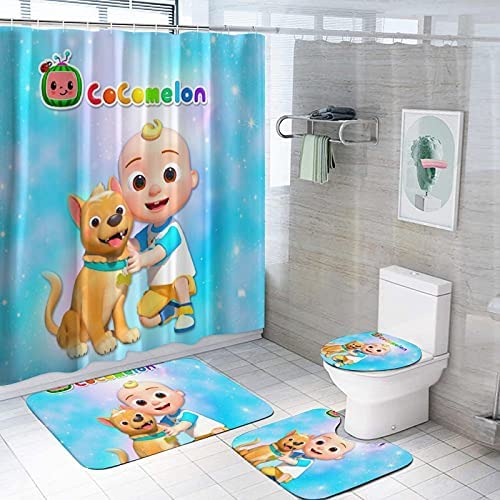 Cartoon Shower Curtain Waterproof Bathroom Decor Curtain with Hooks Includ 
