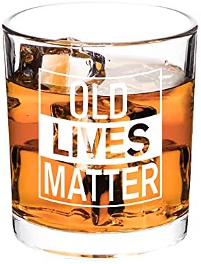 11oz Old Man Unique Gag Gifts for Dad Old Fashioned Whiskey Glasses Grandpa or Senior Citizen Old Lives Matter Whiskey Scotch Glass Funny Retirement or Birthday Gifts for Men