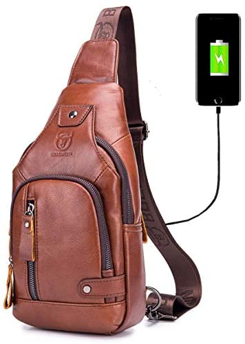 Richports Checkered Mens Sling Bags Chest Shoulder Backpack Weekender Travel Bags, Adult Unisex, Size: Large, Bronze