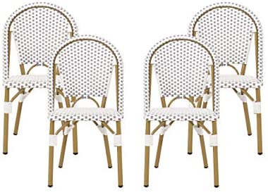 Blue Bamboo Print Finish Christopher Knight Home 313258 Anastasia Outdoor French Bistro Chair White Set of 2