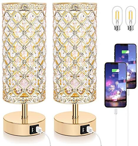 Wholesale Touch Control Crystal Table Lamp Set of 2 Bedside 
