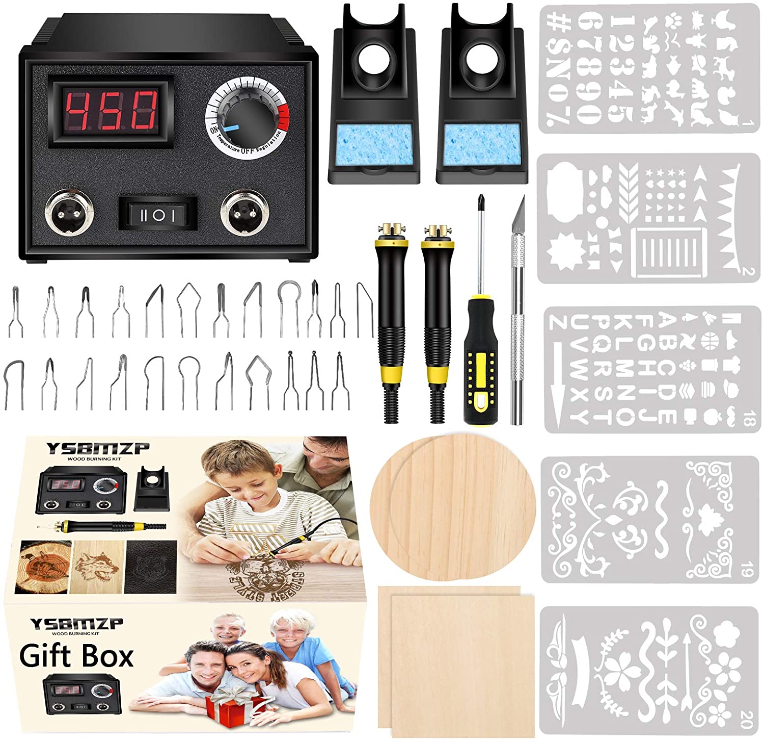 TEKCHIC 60W Professional Wood Burning Kit Pro Wood Burner Pyrography Tool  with 20 Wire Nibs Tips Including Ball Tips