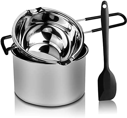 Artcome Double Boiler Melting Pot Set - 600ML/0.6QT Chocolate Melting Pot,  1600ML/1.7QT Stainless Steel Pot, Decorating Spoons, Silicone Spatula and