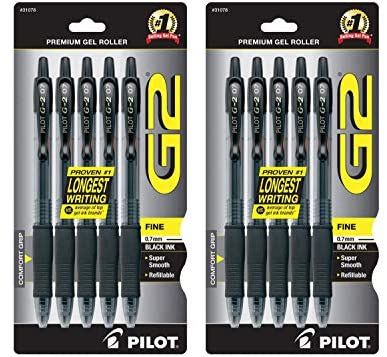 Pilot G2 Bold, Premium Gel Pens, Bulk Pack Of 10 Pilot G2 Pens, 5 Black G-2  & 5 Blue Ink, 1.0mm Medium Point, Retractable Rolling Ball, Office 