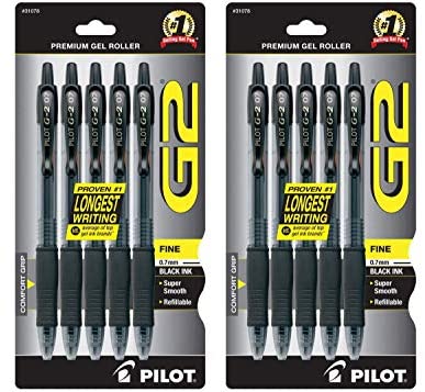 Pilot G2 Bold Pens, Premium Gel Pens, Bulk Pack Of 10 Pilot G2 Pens, 5  Black G-2 & 5 Blue Ink Pens, 1.0mm Medium Point, Retractable Rolling Ball,  Office & School Pens