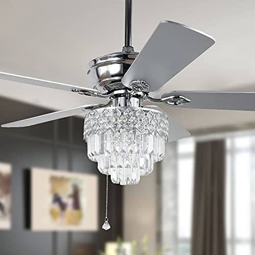 Whole 52 Crystal Ceiling Fan With Lights And Remote Control Modern Chandelier Dual Finish Reversible Blades Quiet Indoor Fanderlier For Living Room Dining Bedroom Chrome Supply Leader