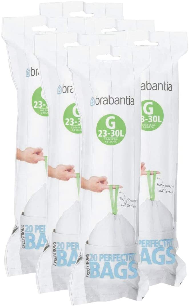 Brabantia PerfectFit Trash Bags (Size B/1.3 Gal) Thick Plastic