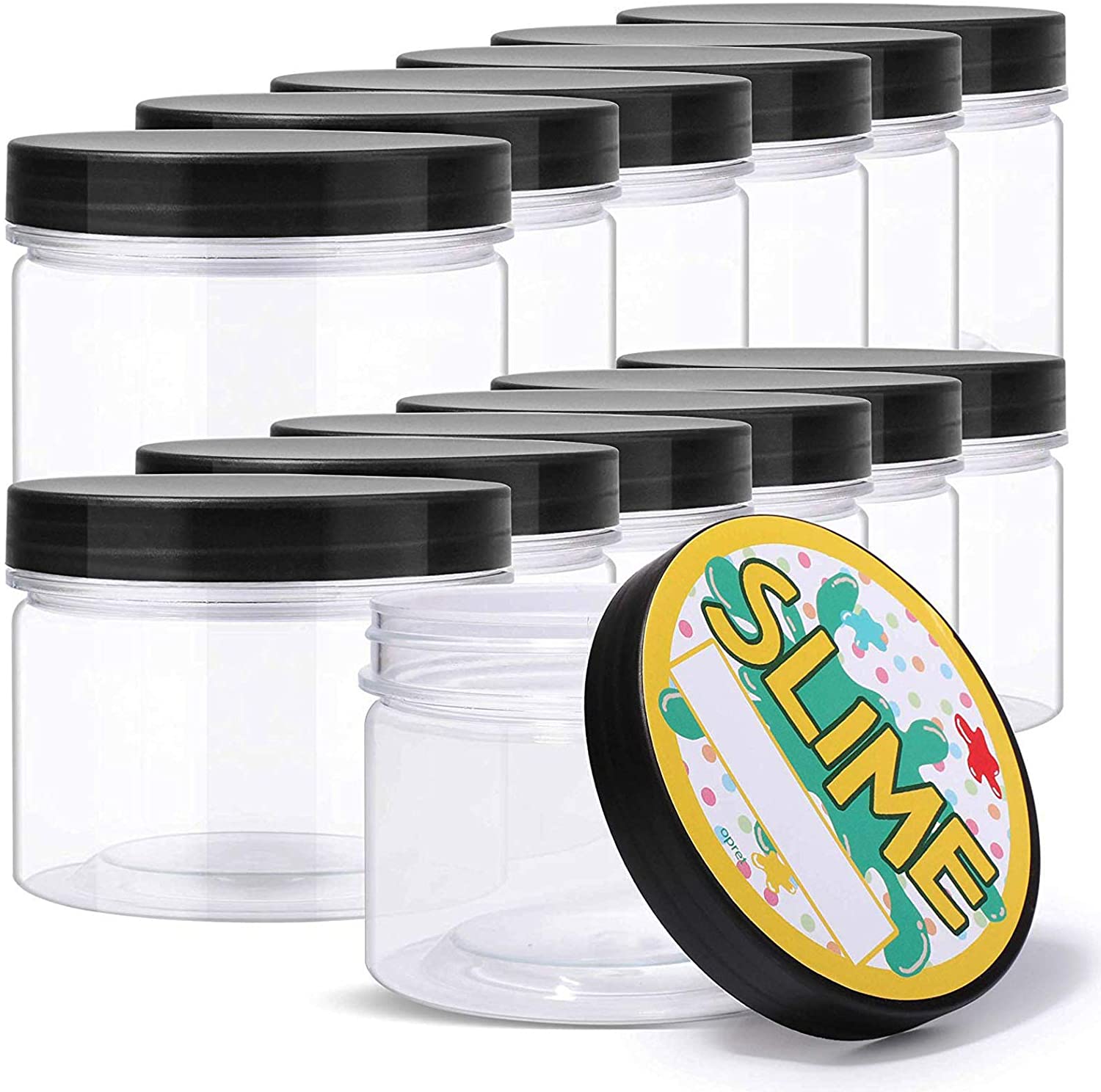 24 Packs 8 OZ. Slime Containers, Clear Slime Storage Jars with