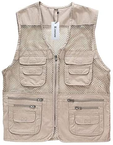 Men's Mesh Fishing Vest Multi Pockets Photography Outdoor Jacket, XL-US
