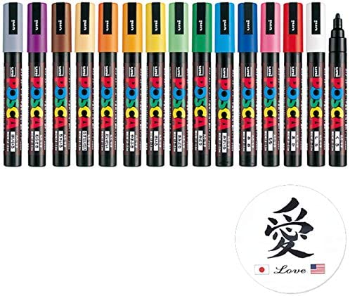 Uni-POSCA PC8K15C Paint Marker Pen Bold Point Set of 15 (Japan Import)