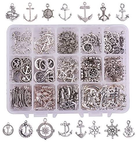  Honbay 100PCS Alloy Anchor Charms Pendant Vintage Nautical  Anchor Sign Metal Charms for Crafting Jewelry Making Accessory (5 Color)