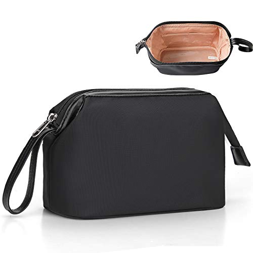 BIVIZKU Large Capacity Makeup Bags Portable Travel Cosmetic Bags Open-Flat  Toiletry Waterproof Bag for Women Gift Make up Organizer with Divider and