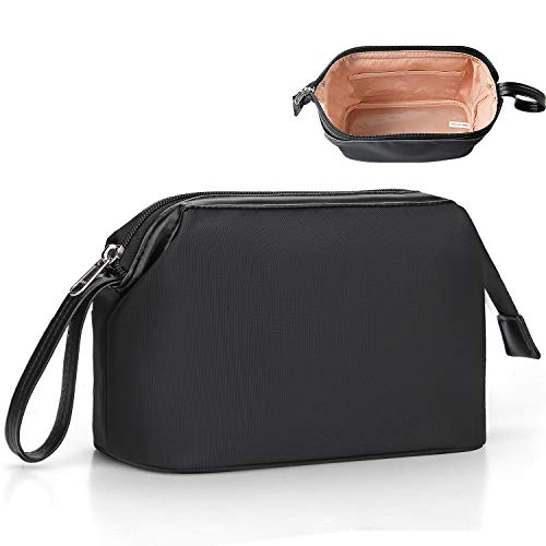 BIVIZKU Large Capacity Makeup Bags Portable Travel Cosmetic Bags Open-Flat Toiletry Waterproof Bag for Women Gift Make Up Organizer with Divider and