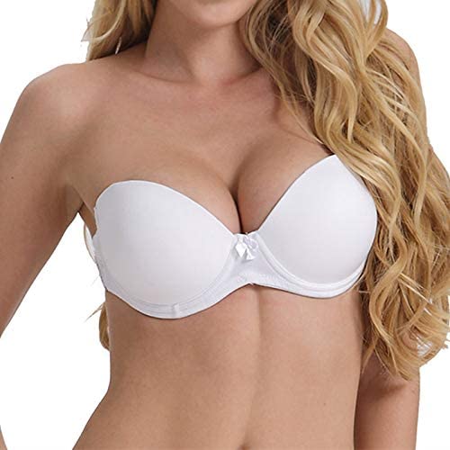 Women Everyday Transparent Strapless Backless Invisible Clear Back  Underwire Push Up Padded Bra