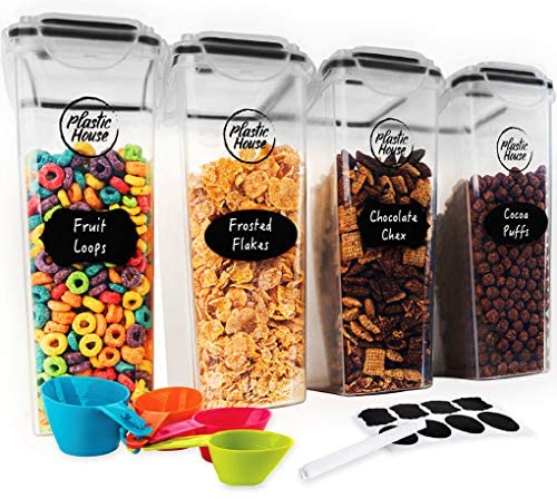 FreshKeeper Cereal Containers Storage Set, Airtight Food Storage Container  with Lid 4L/135.2oz, 2PCS BPA-FREE Plastic Pantry Organization Canisters