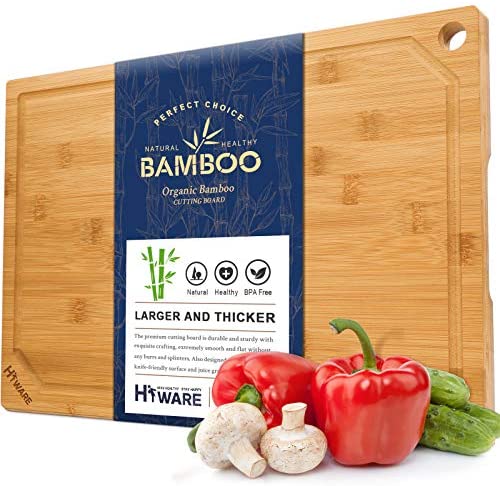 Hiware Extra Large Bamboo Cutting Board for Kitchen, Heavy Duty Wood  Cutting Boards with Juice Groove, 100% Organic Bamboo, Pre Oiled, 18 x 12