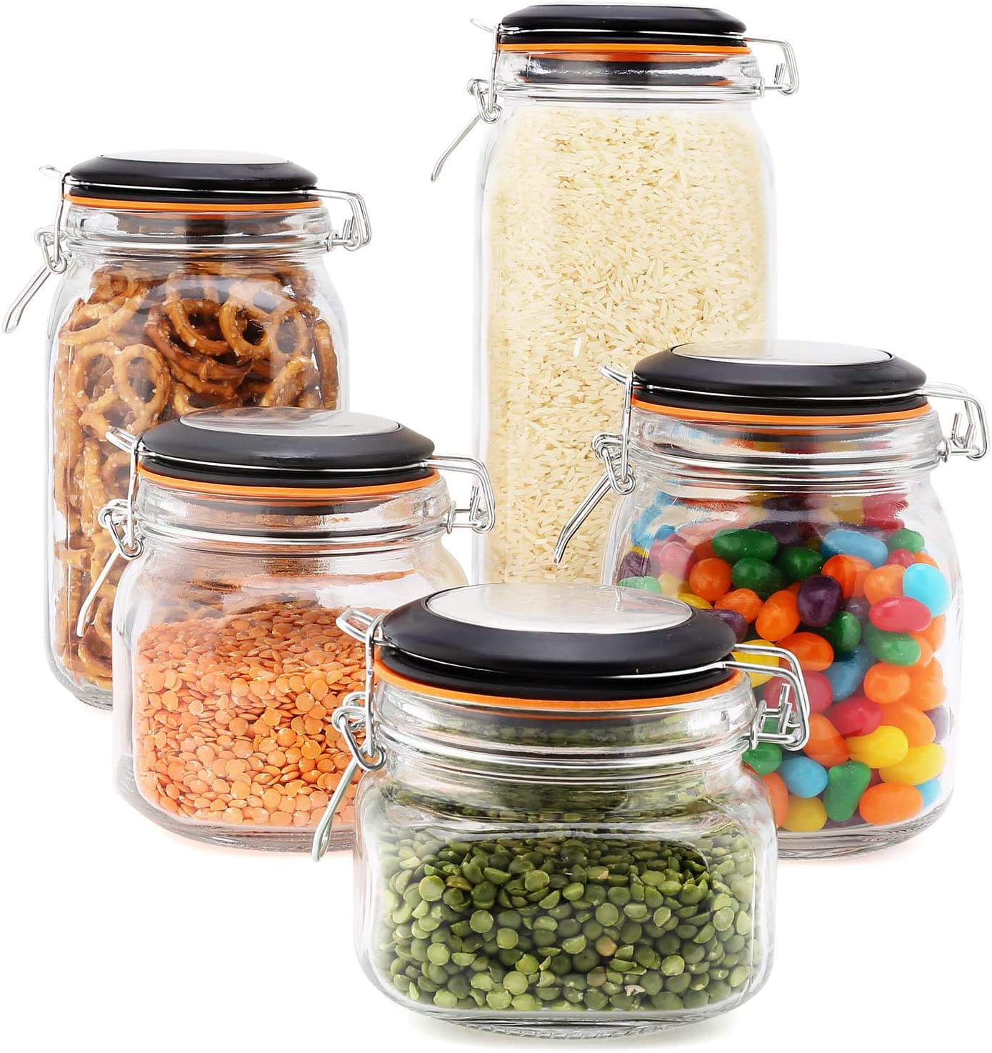 Eatneat 4-Piece Beautiful Glass Kitchen Canister Set with Stainless Steel Lids