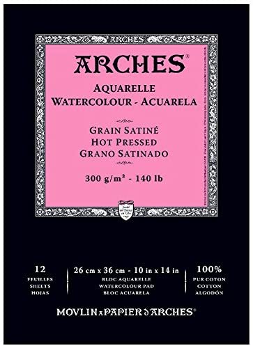  Arches Watercolor Block 9x12-inch Natural White 100% Cotton  Paper - 20 Sheets of Arches Watercolor Paper 140 lb Cold Press - Arches Art  Paper for Watercolor Gouache Ink Acrylic and More