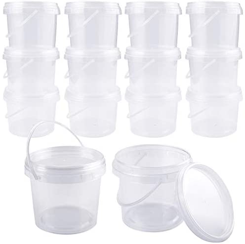 mavenpick 18 pack 10oz empty slime containers, large plastic slime jars  clear slime storage containers with lids and labels