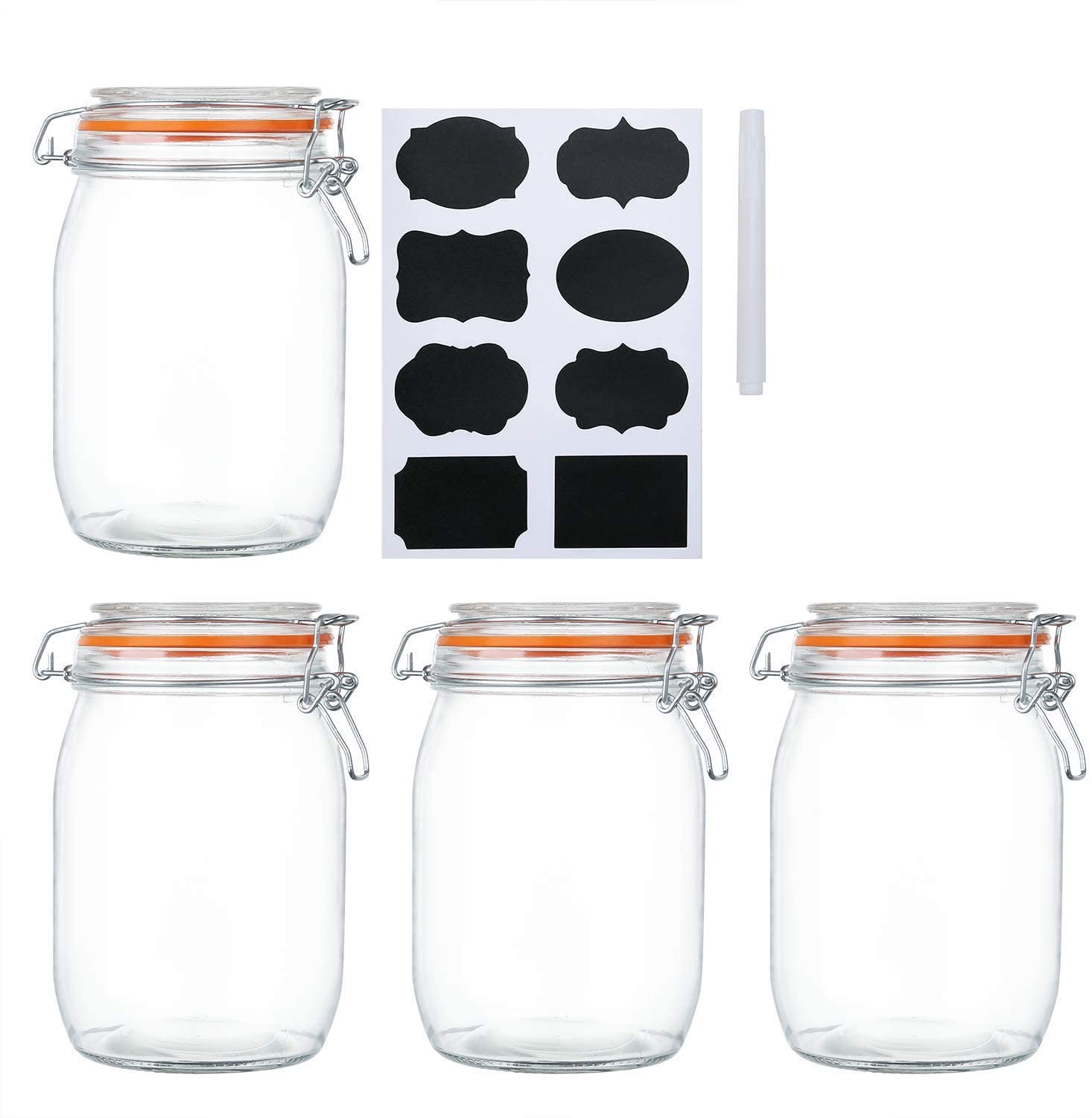 Taller ] Glass Jars with Airtight Lid, 92Oz/34Oz Large Glass Food