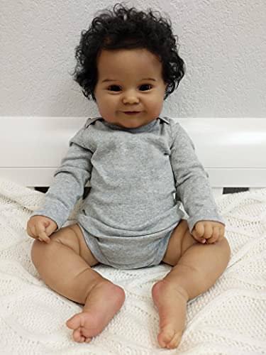 Angelbaby Realistic African American Reborn Baby Dolls Black Girl 19 Inch  Life Like Sleeping Newborn Real Baby Silicone Doll Brown Skin Bebe Reborn