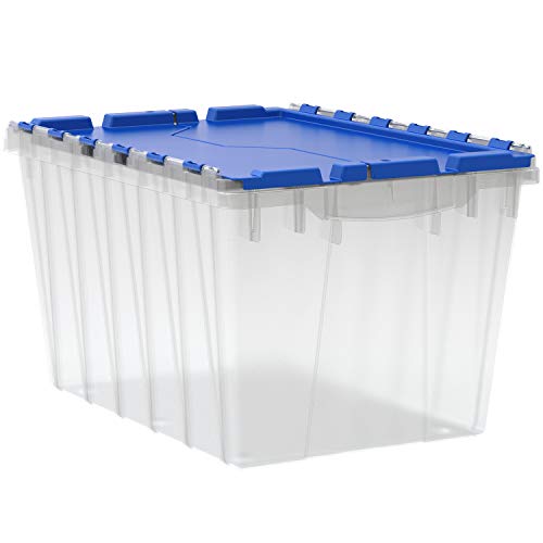 14-Gallon Industrial Plastic Tote with Hinged Lids, Blue - Heavy-Duty Large  22 L x 15 W x 12 H Container buy in stock in U.S. in IDL Packaging