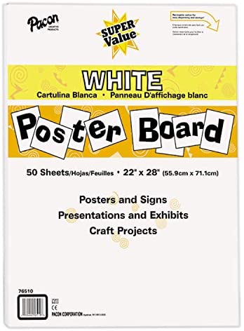  BAZIC Poster Board 22 X 14 White Poster Board Paper