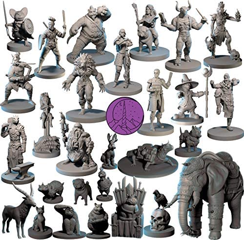 26 Animal Minis for DND Miniatures 28mm Unpainted Dungeons and Dragons  Miniatures I for D&D Miniatures & DND Minis Fantasy RPG | for DND Figures 