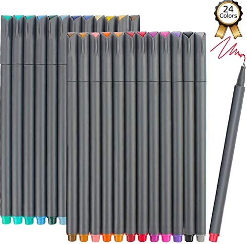 Colored Pens, 38 Fineliner Porous Fine Point Pens with 2 Stencils, Fine Tip  Drawing Markers Perfect for Journal Planner Adults Coloring Office College