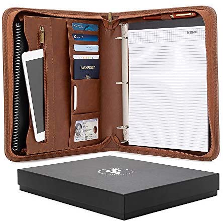 Franklincovey - FC Basics Binder - Distressed Simulated Leather - Zipper Binder for Planners (Compact, Brown)