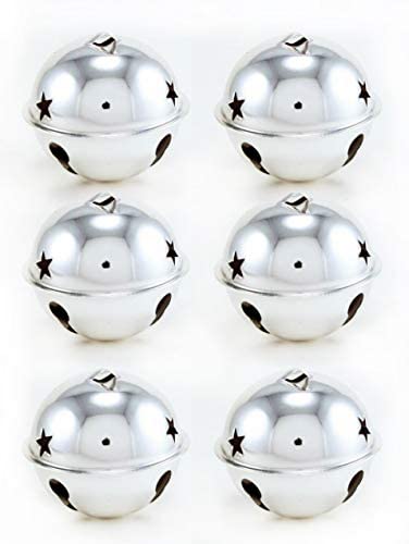 Haute Decor Jingle Bell Christmas Tree Ornaments, Large Size 3.35-inch  Diameter, 6-Pack (Silver)