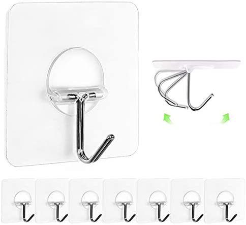 Honmein 6 Pcs Adhesive Wall Hooks for Hanging - Waterproof Shower