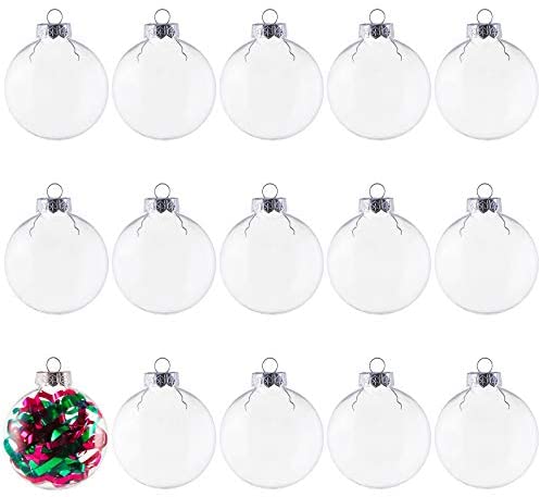 Macarrie Christmas Clear Plastic Fillable Ornament Balls 2/2.36/2.76/3.15  Inch Christmas Ball Ornaments Clear Plastic Ornaments Fillable Ornaments  for