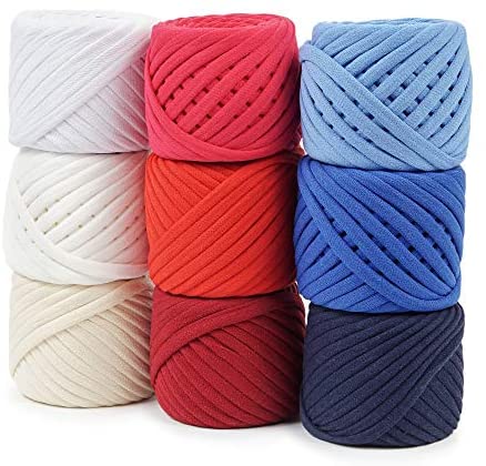 T-Shirt Yarn Fettuccini Zpagetti Set, 9 Balls Total of 196 Yards, Tshirt  Yarn Kit for Crocheting, Ribbon Cotton Yarn, Knitting Yarn Ball, T Yarn