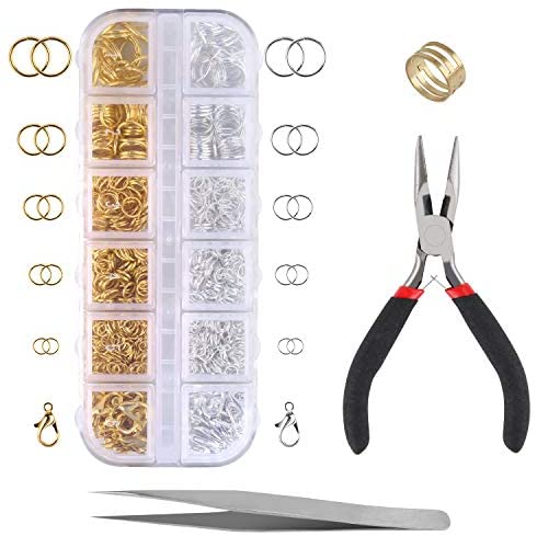 Jump Rings and Jewelry Pliers for Jewelry Making, Cridoz Jewelry Repair Kit with 1520pcs Silver Jump Rings and 3pcs Jewelry Pliers for Earrings