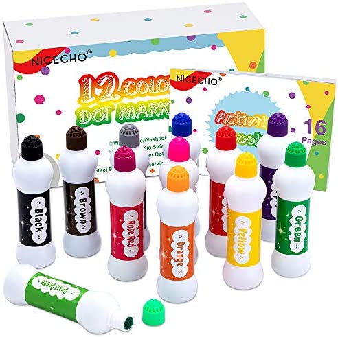sunacme Washable Dot Markers for Toddlers Kids Preschool, 12-pack