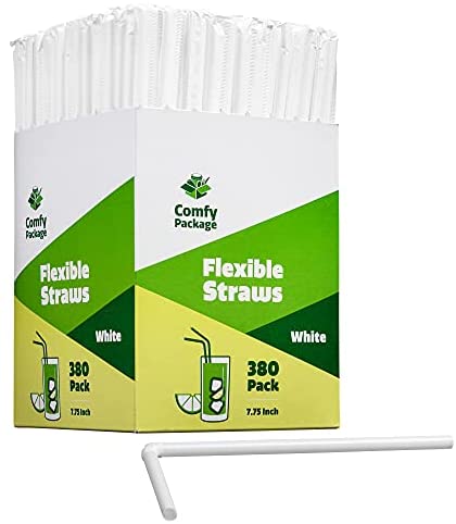 Neon Plastic Flexible Drinking Straws, Disposable Individually Wrapped (7.75 in, 500 Pieces)