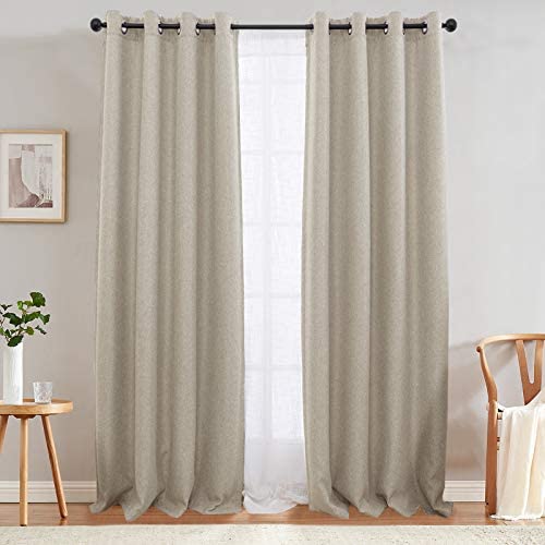 jinchan Farmhouse 80% Blackout Curtains for Bedroom Thermal