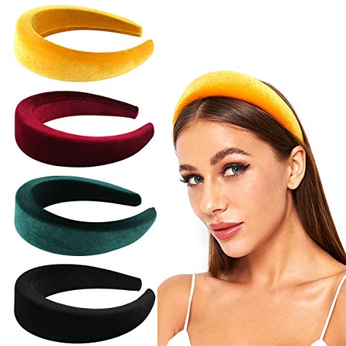 Wholesale Makone Padded Headbands For Women Thick Velvet Headband Vintage Wide Hairband Elastic