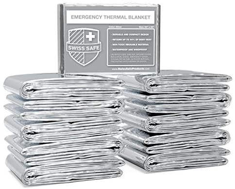 Emergency Blankets for Survival Gear and Equipment x4 Mylar Blankets Space Blanket  Thermal Blanket Emergency Blanket Car Emergency Thermal Blankets for  Survival Blanket Foil Blanket Solar Blanket 4 Pack Silver