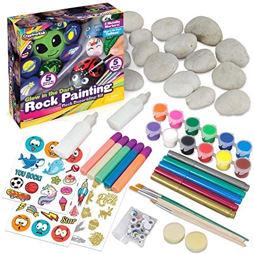 Simetufy Rocks for Painting, 12 Pcs Rock Painting Kit for Kids, River Rocks  for Painting, Painting Rocks Kit for Ages 4-6, Arts and Crafts for Kids