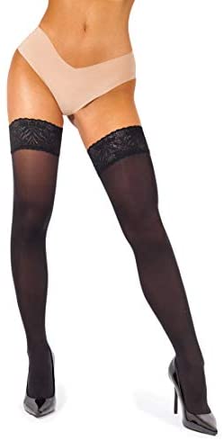 comeondear Women Lace Garter Belts and Stocking Set Lace Suspender with  G-String Black Garter Skirt