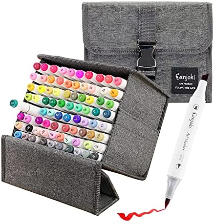 Run Helix Alcohol Markers 80 Colors,Dual Tip Permanent Art Markers for Artists with Case,Brush & Chisel Tip Sketch Markers for Adults or Kids Coloring