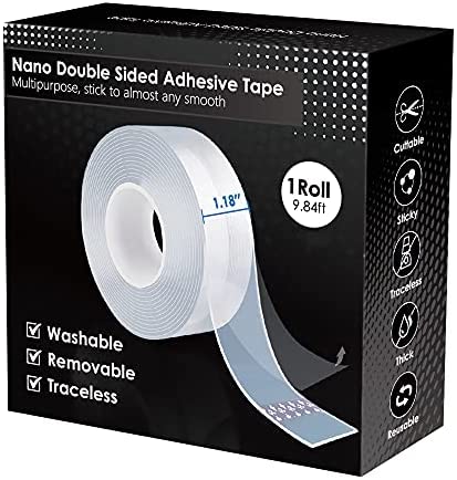 YUUMEA Double Sided Tape, Nano Mounting Tape Heavy Duty (2 Sizes, Total 400  INCHES), Clear Two Sided Wall Tape, Removable Picture Hanging Adhesive