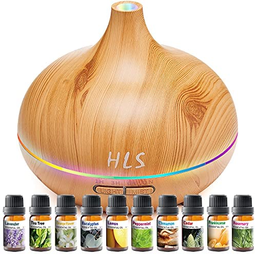 YIKUBEE Oil Diffuser 500ml Aromatherapy Diffuser Essential Oil Diffusers  Diffusers for Essential Oils Large Room Home Pure White-no Oil