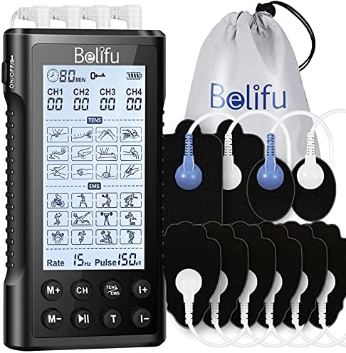 Rechargeable TENS Unit Muscle Stimulator with Travel Case, 3rd Gen 16 Modes TENS  Unit Machine with 8 pcs Premium Electrode Pads for Pain Relief -  Independent A/B Channel
